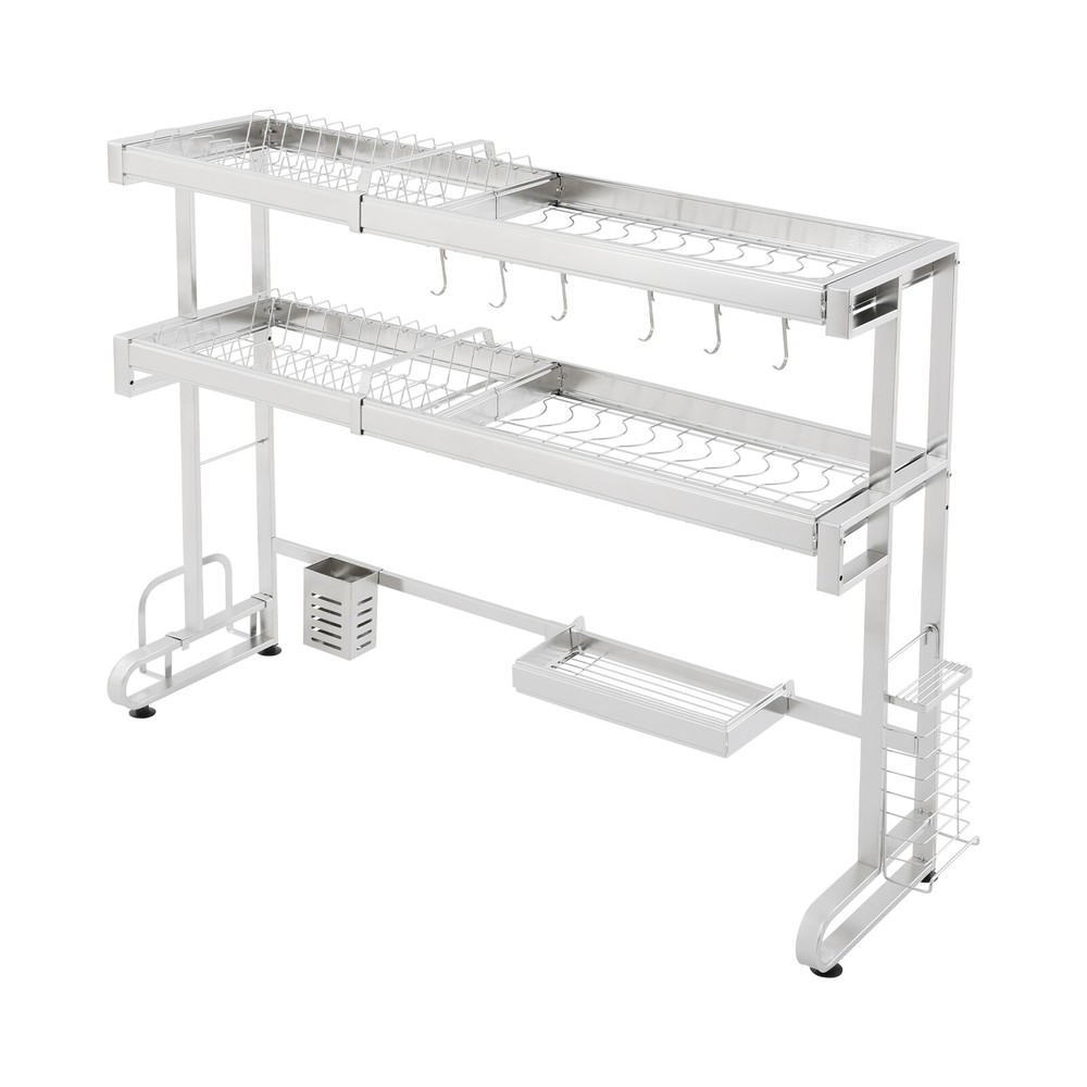 2-Tier Over Sink Dish Drying Rack, Stainless Steel Expandable Over Kitchen Sink