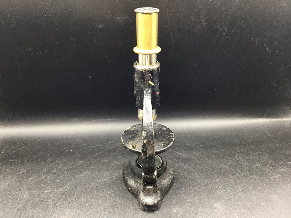 Original antique working microscope 7 1/2" tall