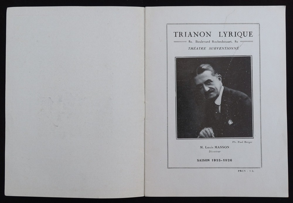 Program 1925 Théâtre TRIANON LYRIQUE Cute illustrator BOSCHER Art Deco