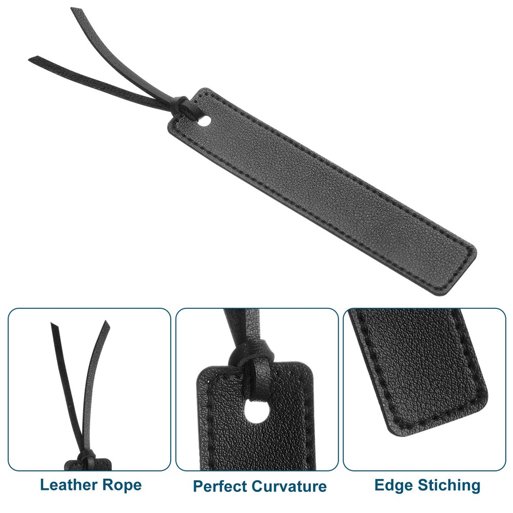 8 Pcs Leather Bookmark, Personalized Handmade Leather Bookmarks, Black