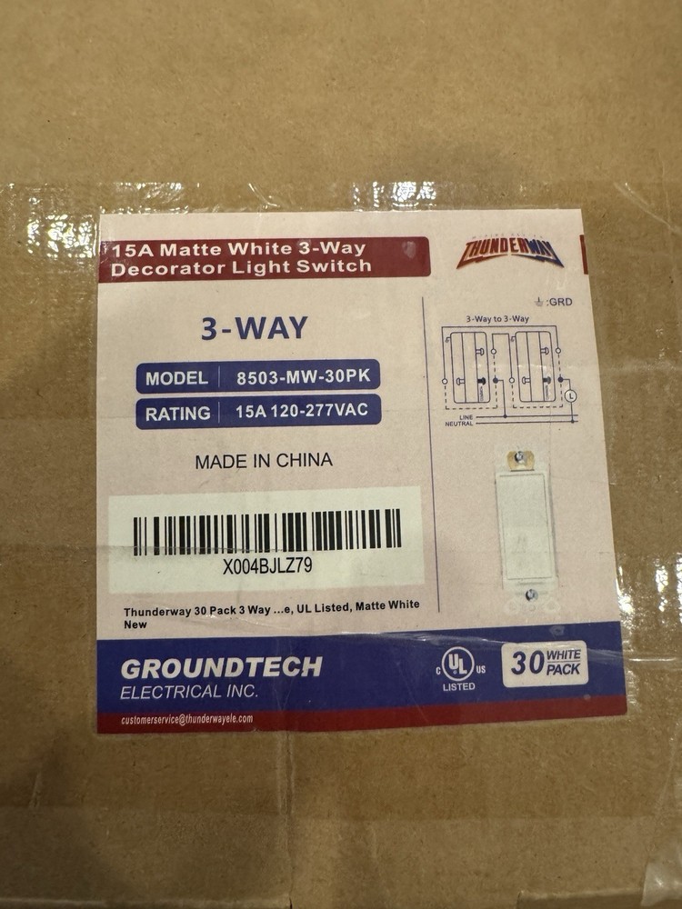 Thunderway 29 Pack, 3-Way Light Switch White Matte Decorator Light Switch 15A
