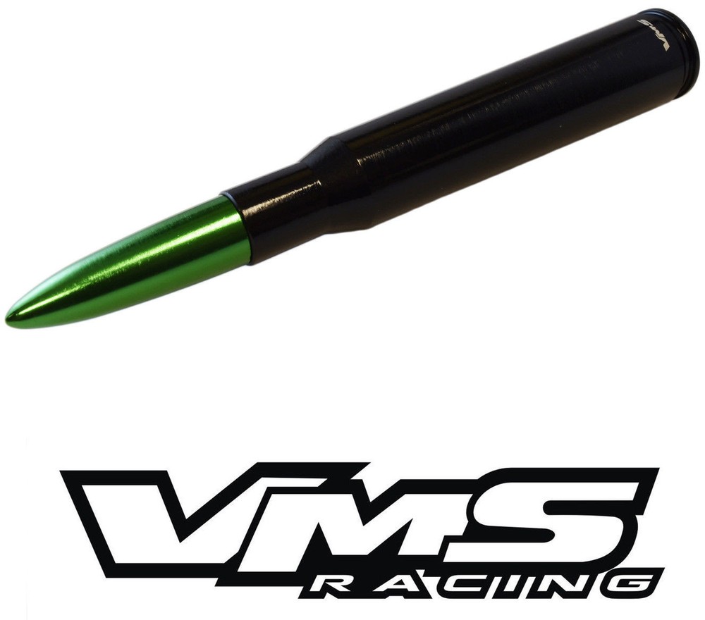 VMS 50 CALIBER BULLET STYLE ALUMINUM REPLACEMENT SHORT ANTENNA BLACK GREEN
