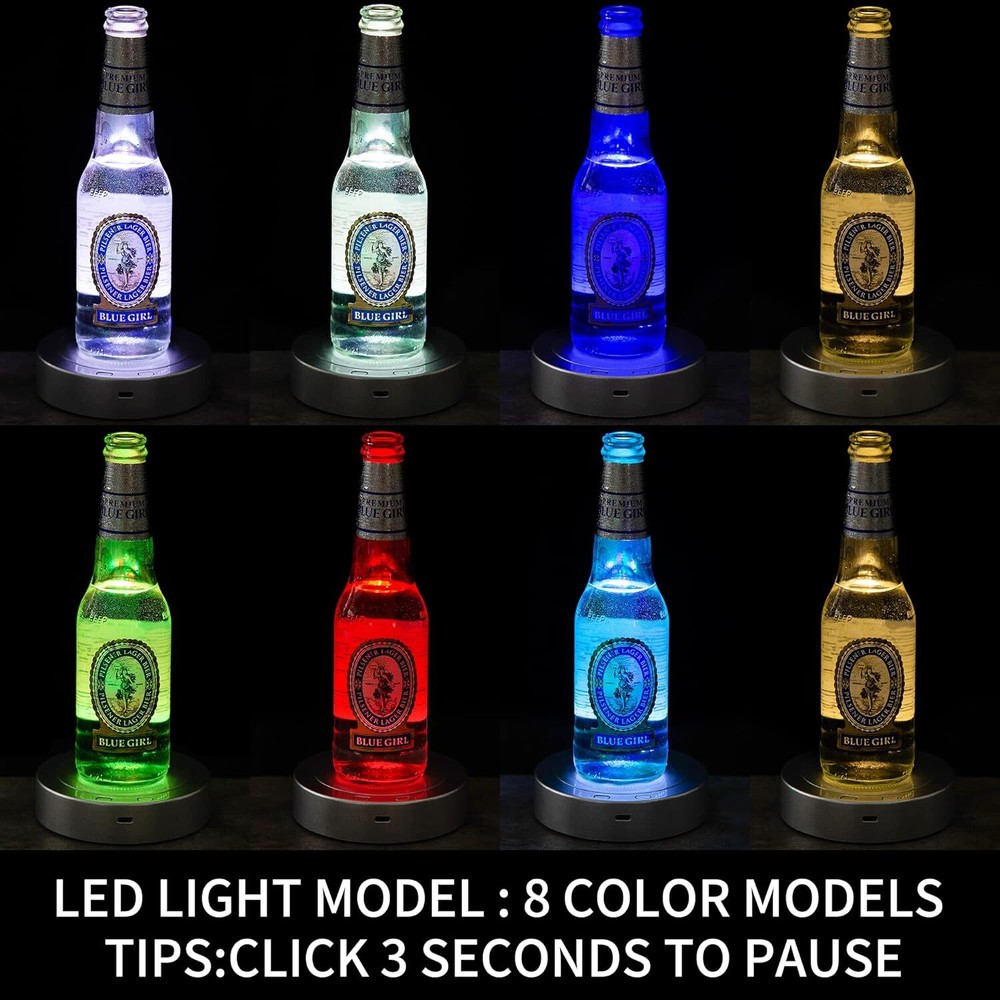 Rotating Display Stand - Spinning with Colored Lights - silver
