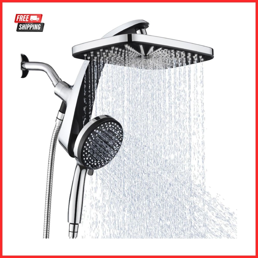 High Pressure Rain Shower Head with Handheld 10 Spray Combo