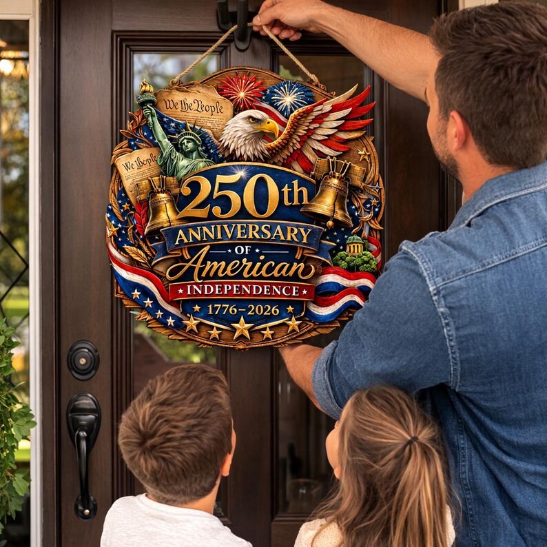 Personalized USA 250th Wall Sign with Rope