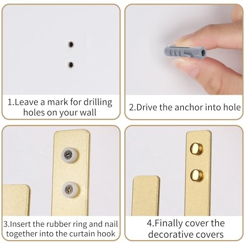 Pack Modern Curtain Holdbacks Curtain Tiebacks Wall Mount Solid 2 Gold