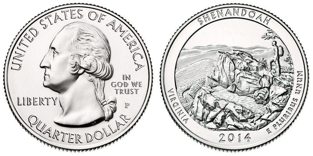 2014 P Shenandoah ATB Uncirculated Quarter From US Mint Rolls