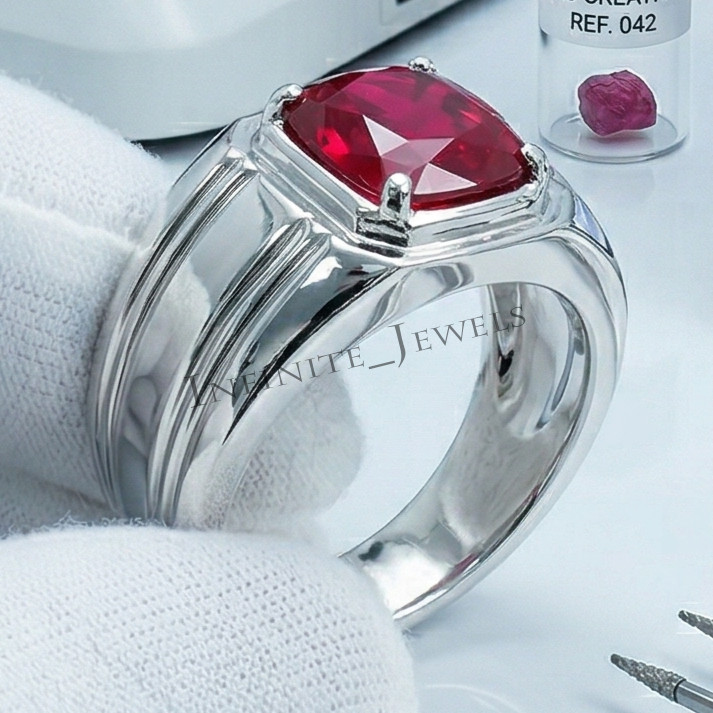 Natural Ruby Ring Men's 925 Sterling Silver Ring Handmade Engagement Man's Ring