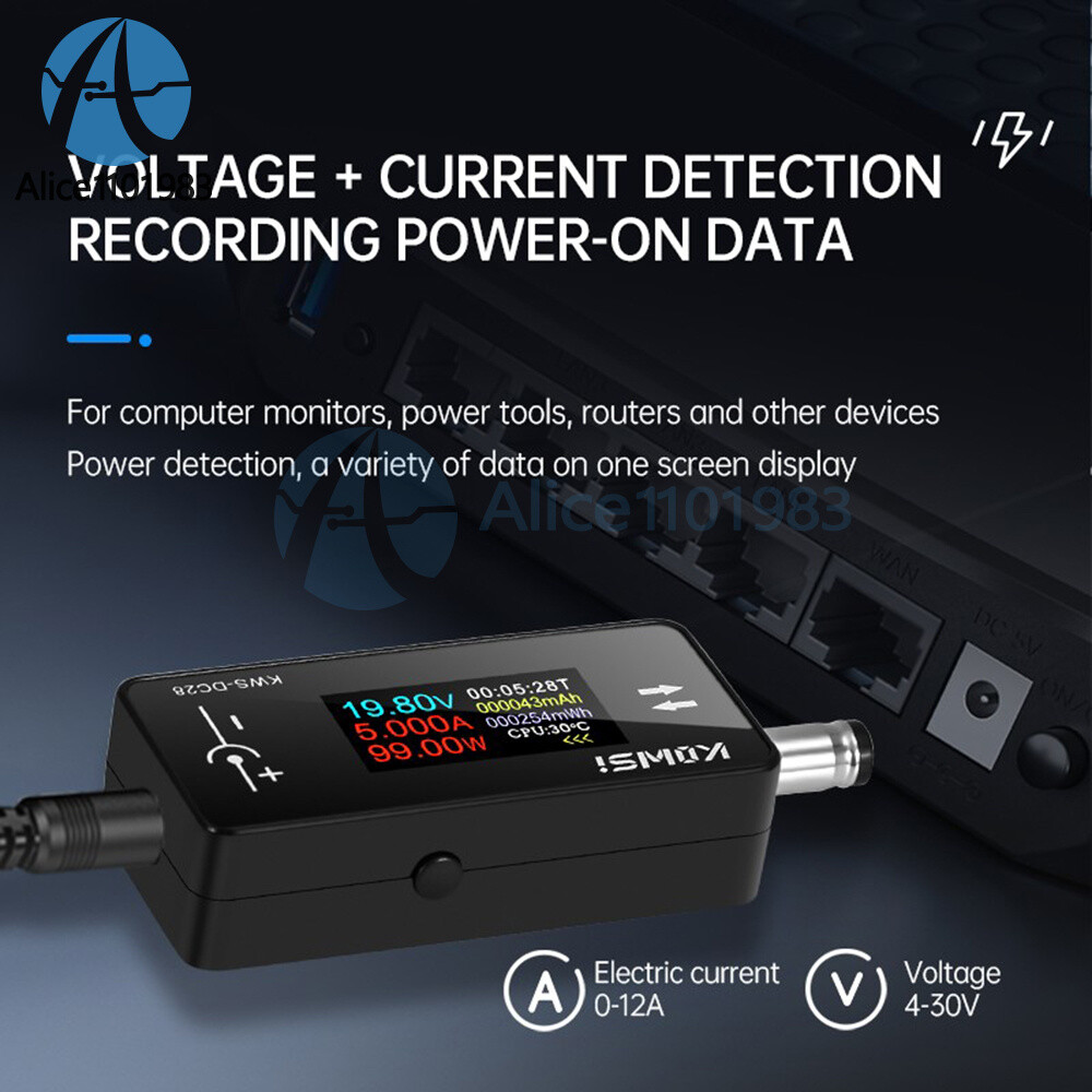 DC5.5*2.5 Interface Current Voltage Power Meter Tester Digital LCD Display Meter