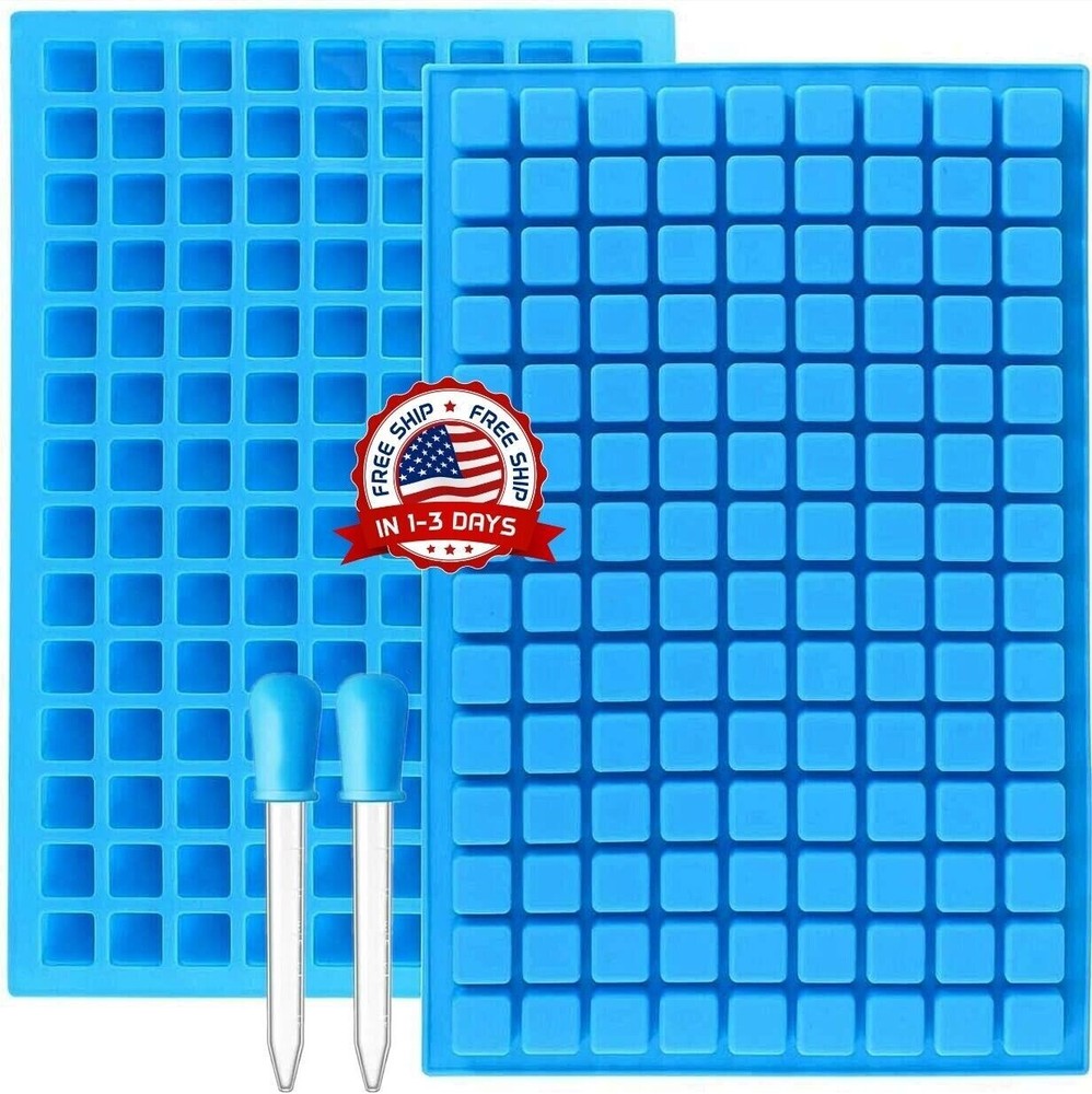 2 Pack Square Silicone Candy Molds for Gummy Chocolate Ice