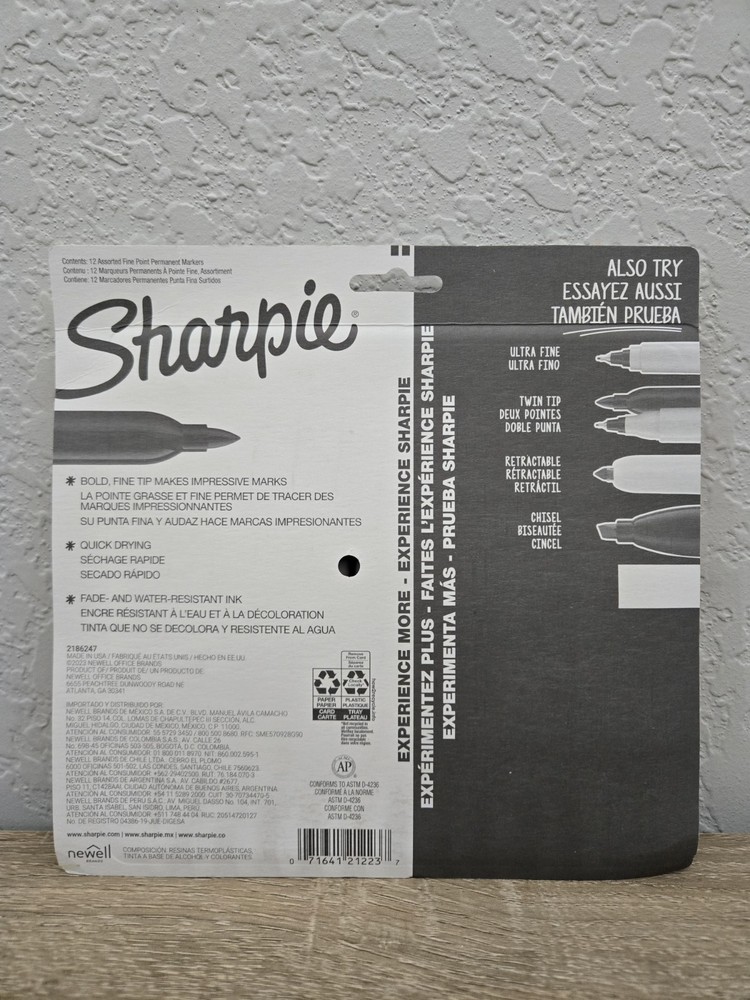 Sharpie Glam Pop Fine Tip Permanent Marker 12 Pack Assorted