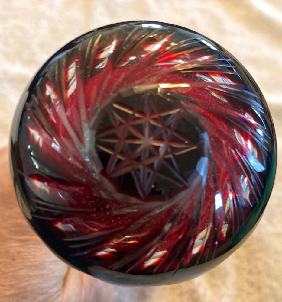 Vintage Victorian Ruby Red Cut Glass Doorknob Set