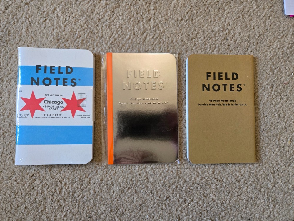 Field Notes Lot - Chicago (Sealed), Black Ice & Left-Handed (Singles)