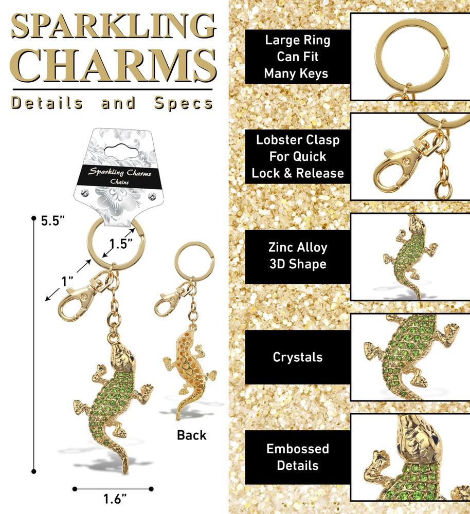 GOLD SPARKLING CHARMS - ALLIGATOR