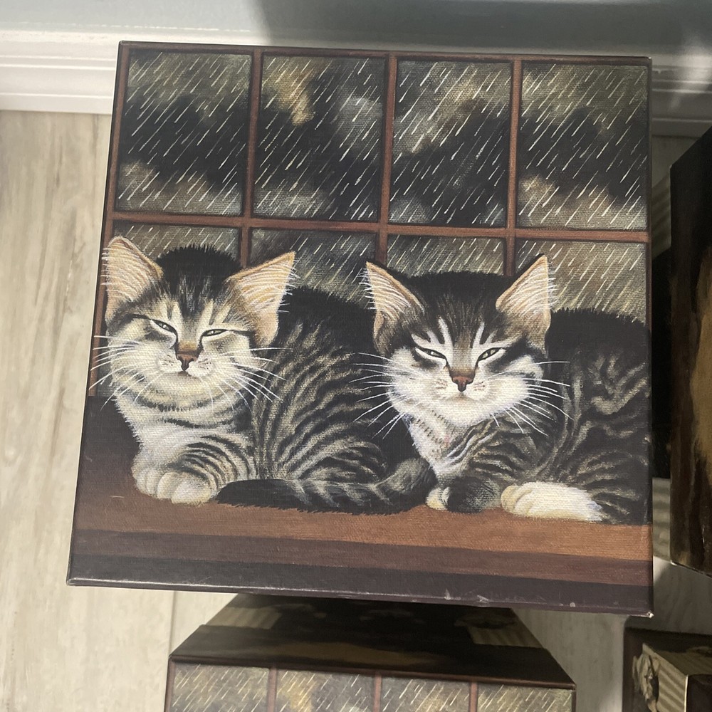 Complete Set of 7 Bobs Boxes Cat Decor Design Stackable Nesting Boxes