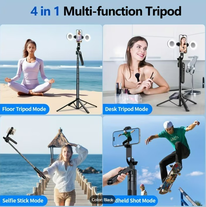 Auto Face Tracking Tripod 360° Rotation with Light, No App, 70.9" Motion Sensor