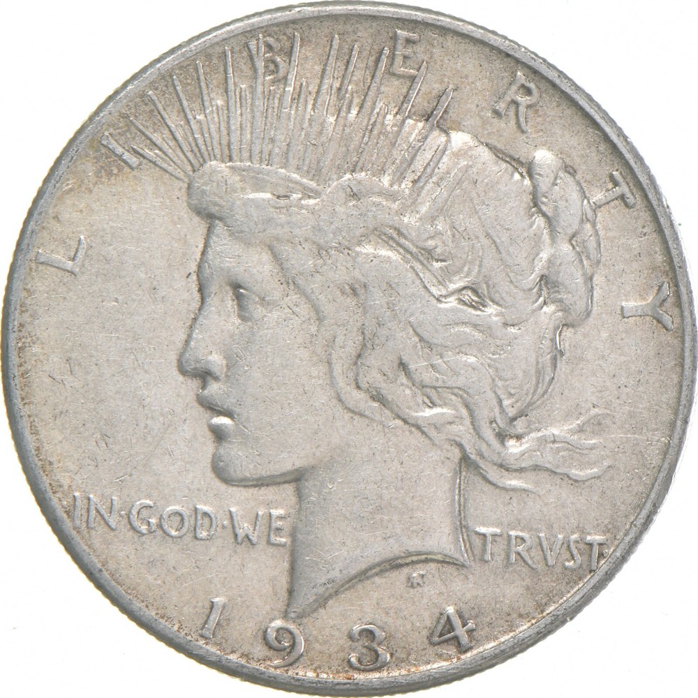 1934-S Peace US Silver Dollar - 90% San Francisco Minted