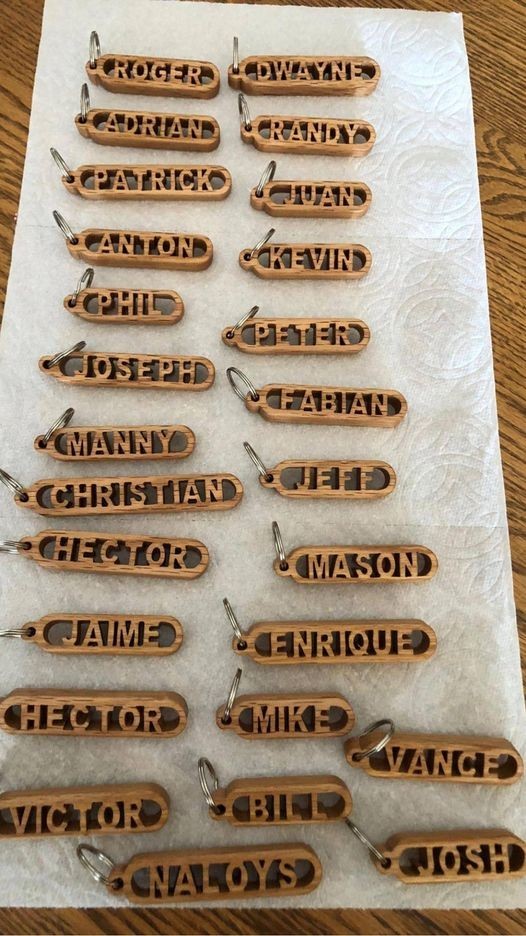 Custom Handmade Solid Oak Name Keychain – Hand-Cut Scroll Saw Art
