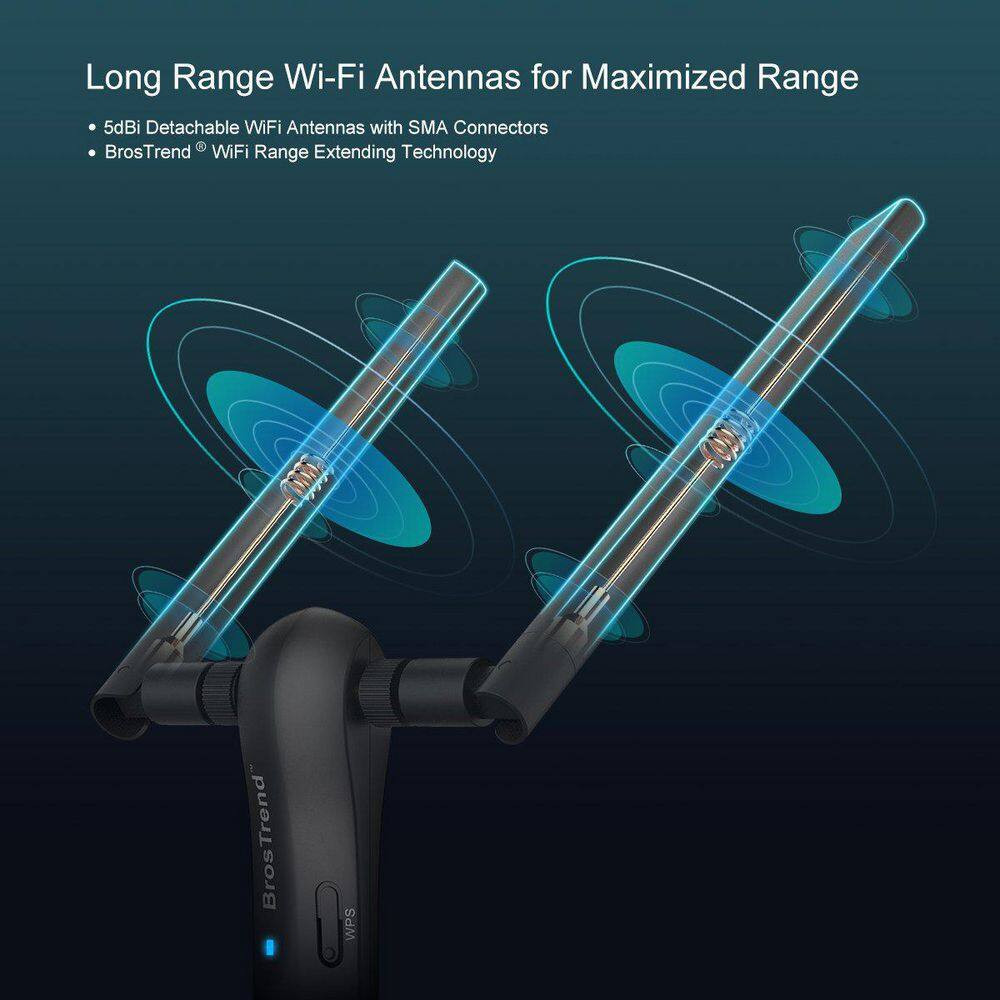 USB Wifi Adapter Network Adapter Black 1-Pack 1200Mbps Long Range Wireless Adapt