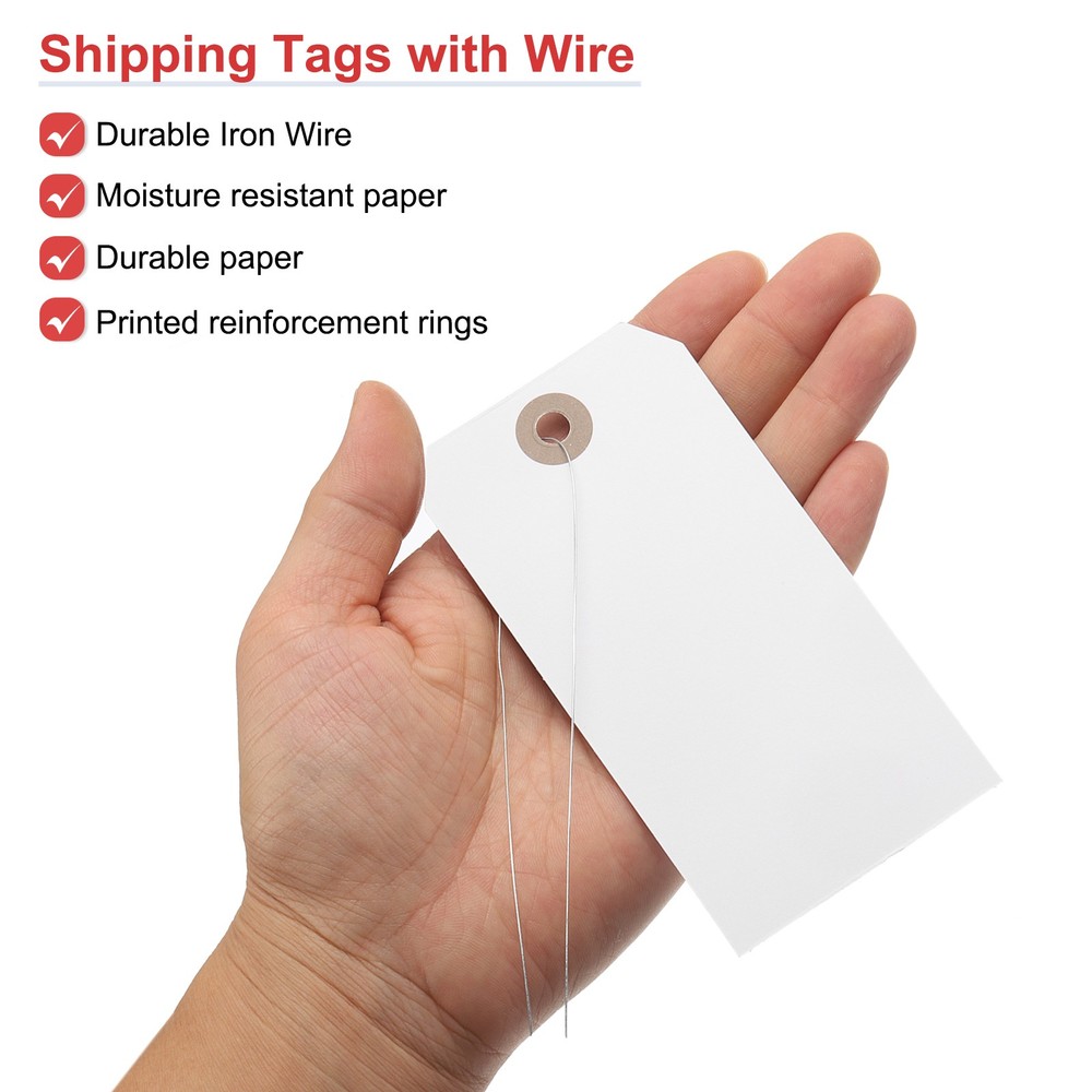 200Pcs Hang Tags,Tags with Wire String for Making Item Tags, White