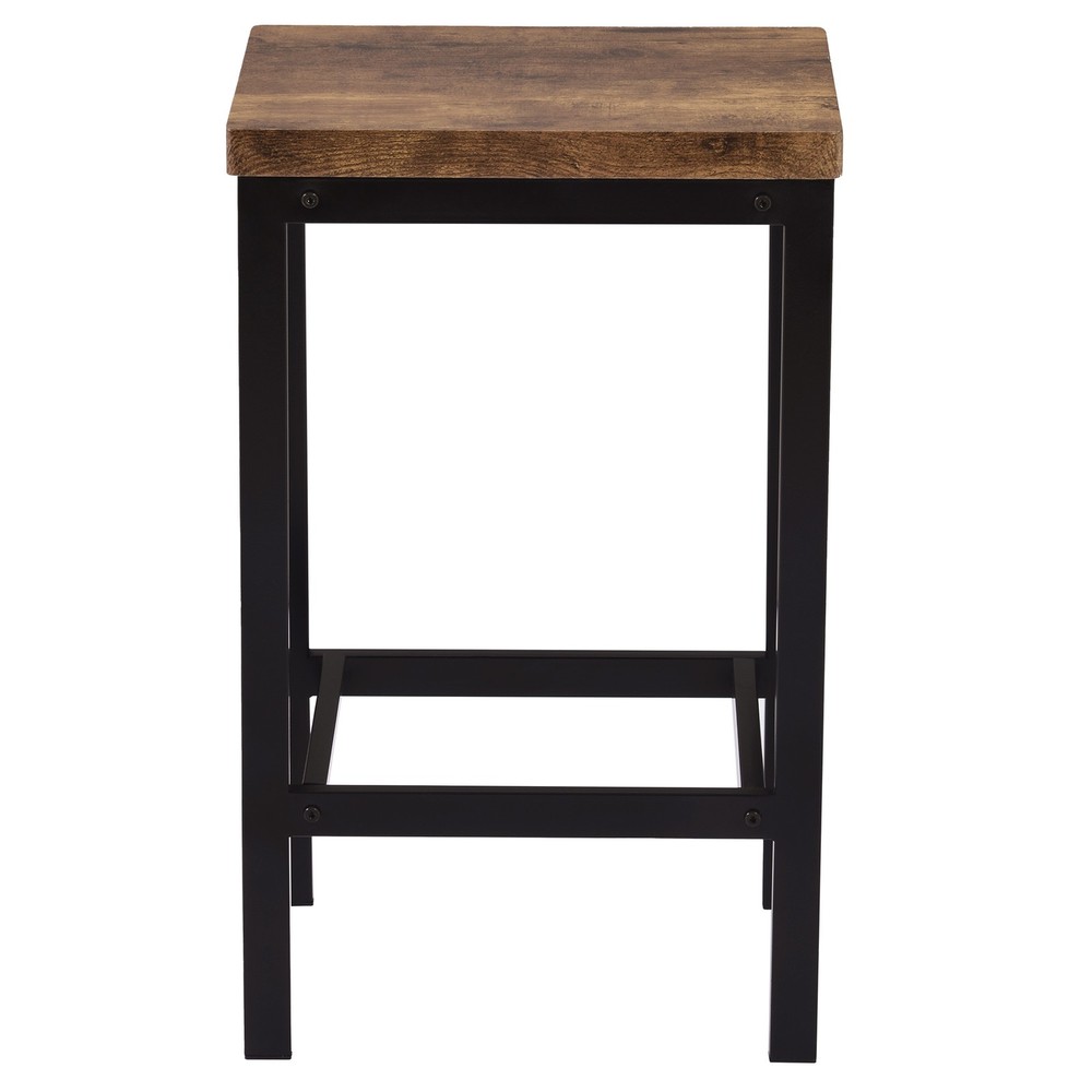 Dining Table Set with 3 Stools Pub Kitchen Set Side Table with Footrest Brown