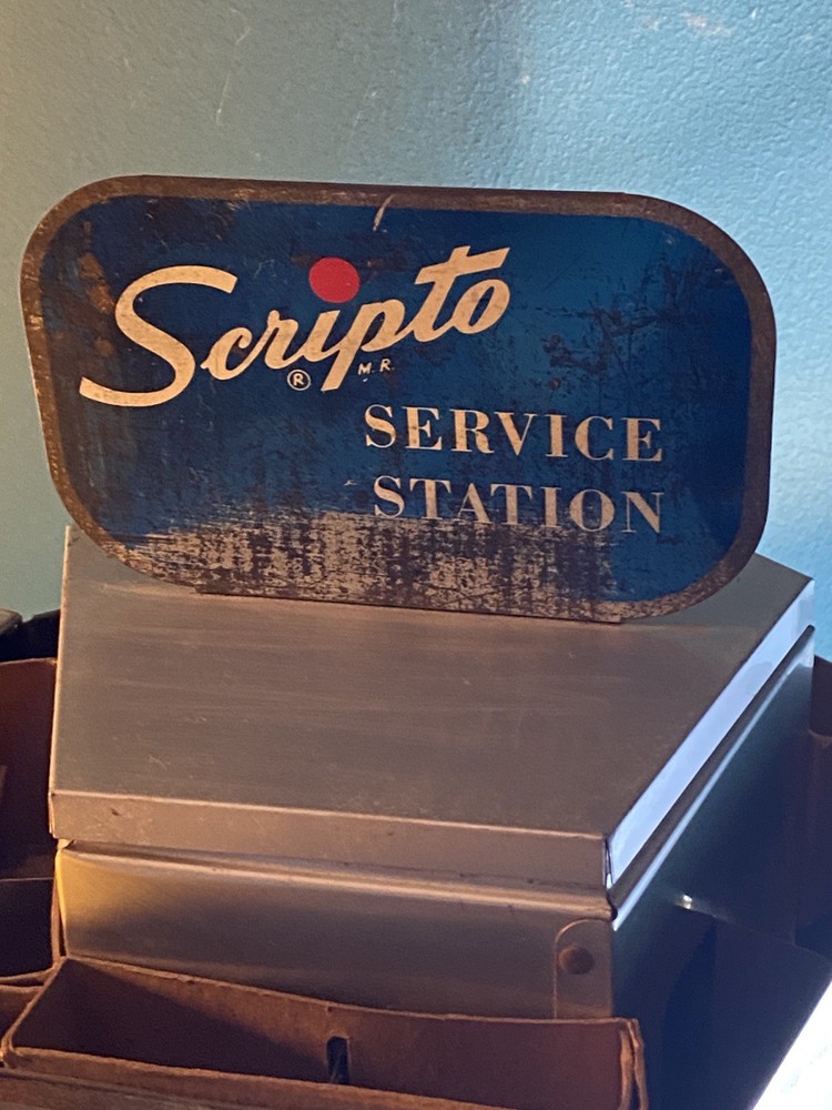 Vintage Scripto Service Station Rotating Counter Display Rustic