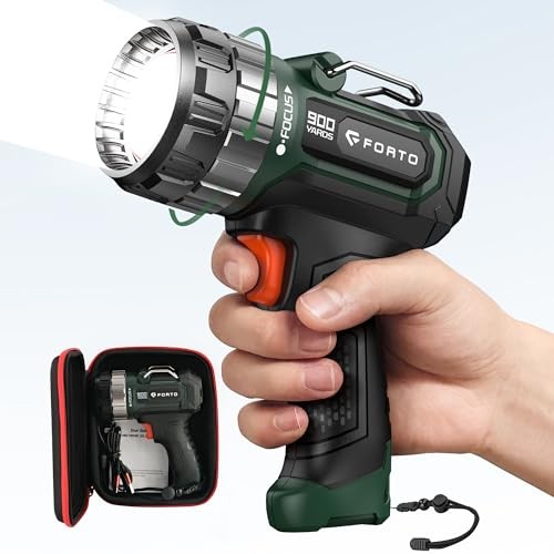Compact Rechargeable Spotlight with Adjustable Focus, Handheld Spot Green