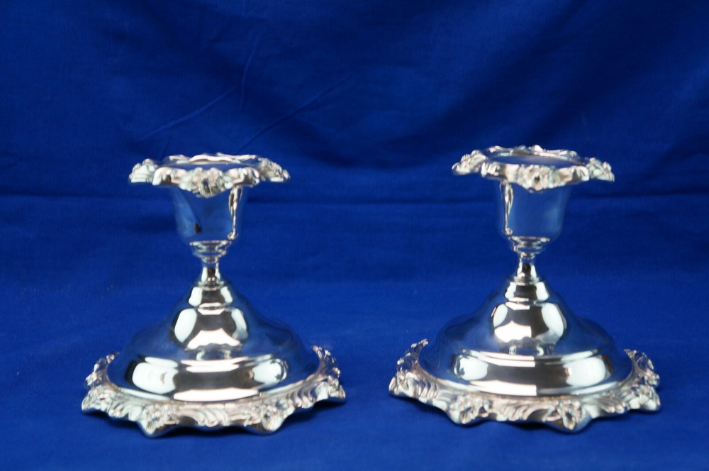 Sheridan Silver (2) Candle Holders, 4 1/2"