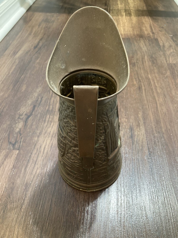 English Brass Jug Hammered Brass Pitcher