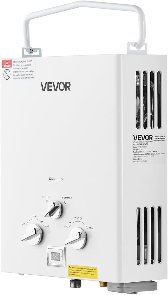 Tankless Portable Propane Water Heater 5L - Instant Hot Water for Camping RVs