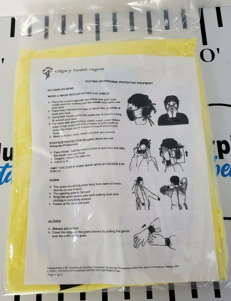 12 YELLOW Medical PPE Personal Protective Kits