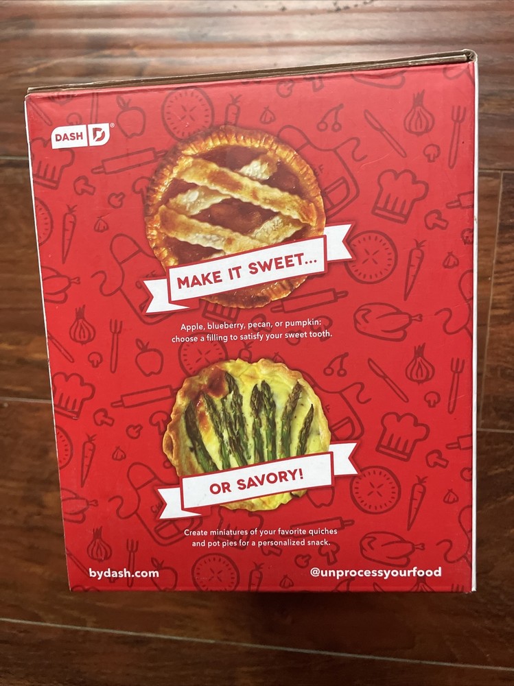 Dash Mini Pie Maker Red Non-Stick With Dough Cutter Open Box