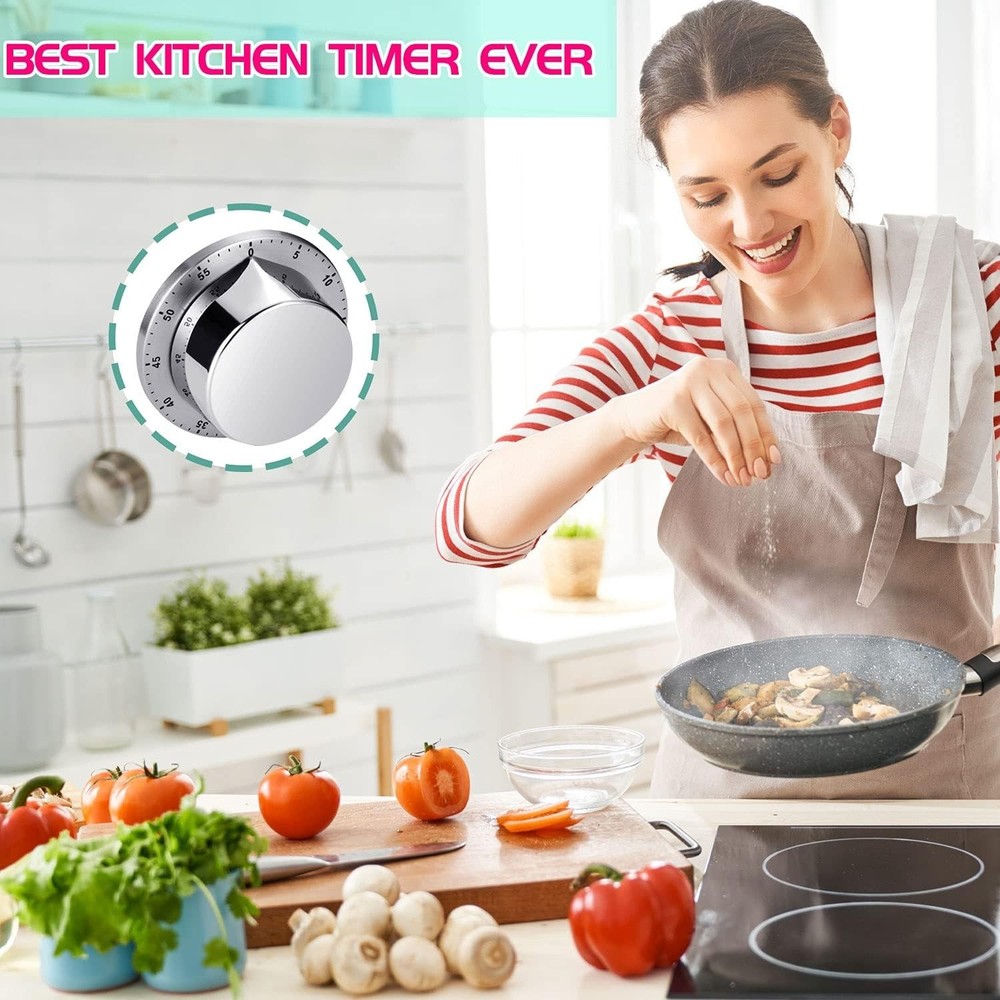 Kitchen Timer, Chef Cooking Timer Clock with Loud Alarm, No Batteries Required,