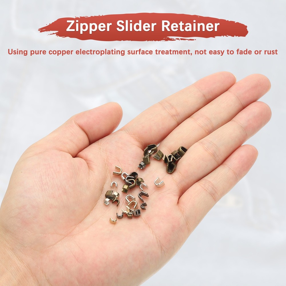 Zipper Slider Retainers [50pcs] - #5 U Shape Top Stoppers - [Light Gold]