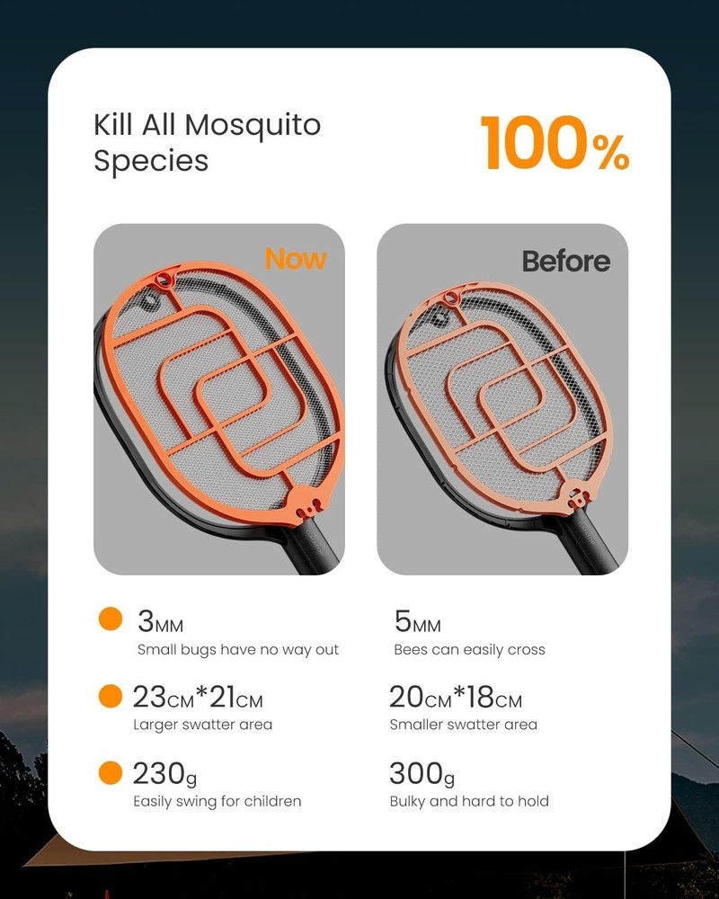 Ergonomic Handheld 3800V Fly Swatter - Effective Bug Zapper for Every Setting