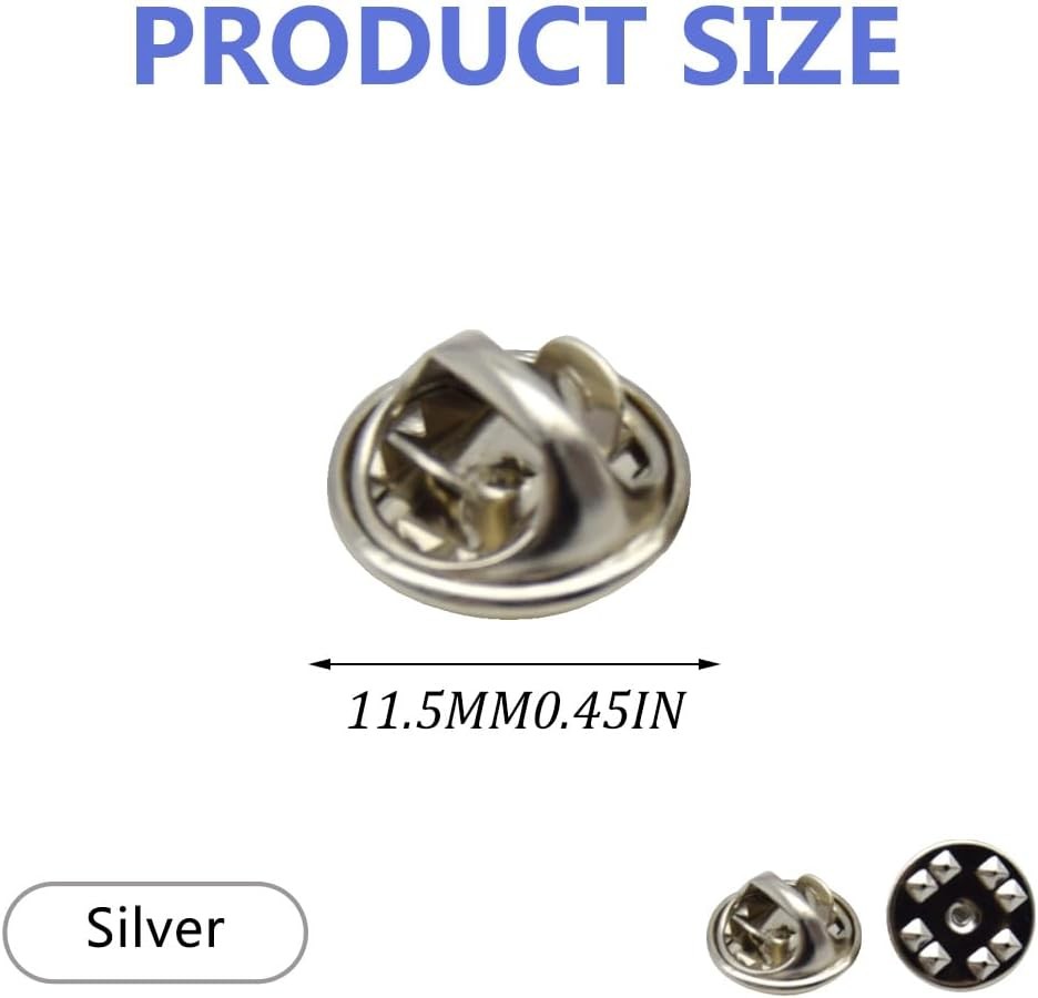 100 Pcs Locking Pin Backs 11mm Brooch Back Butterfly Keepers Silver