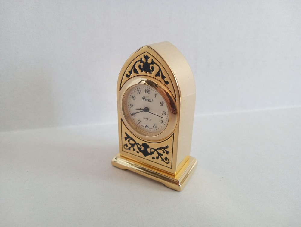 Perini Miniature Brass Mantle Clock Collectible
