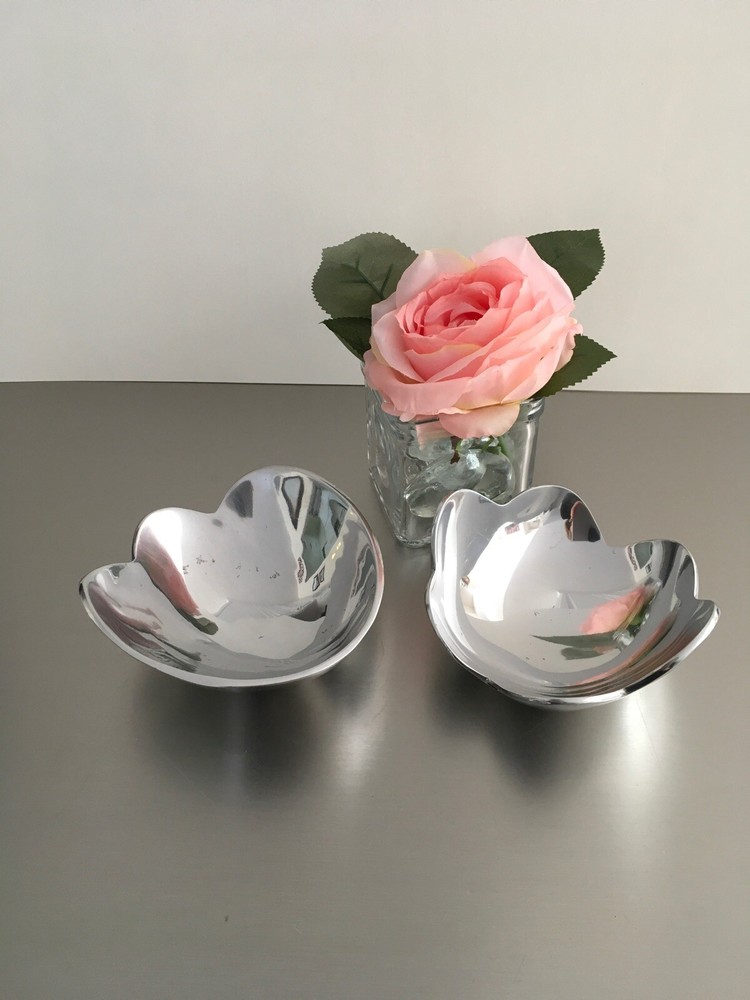 2 Unique Small Shaped Shiny Silver Candy Or Serving Dishes