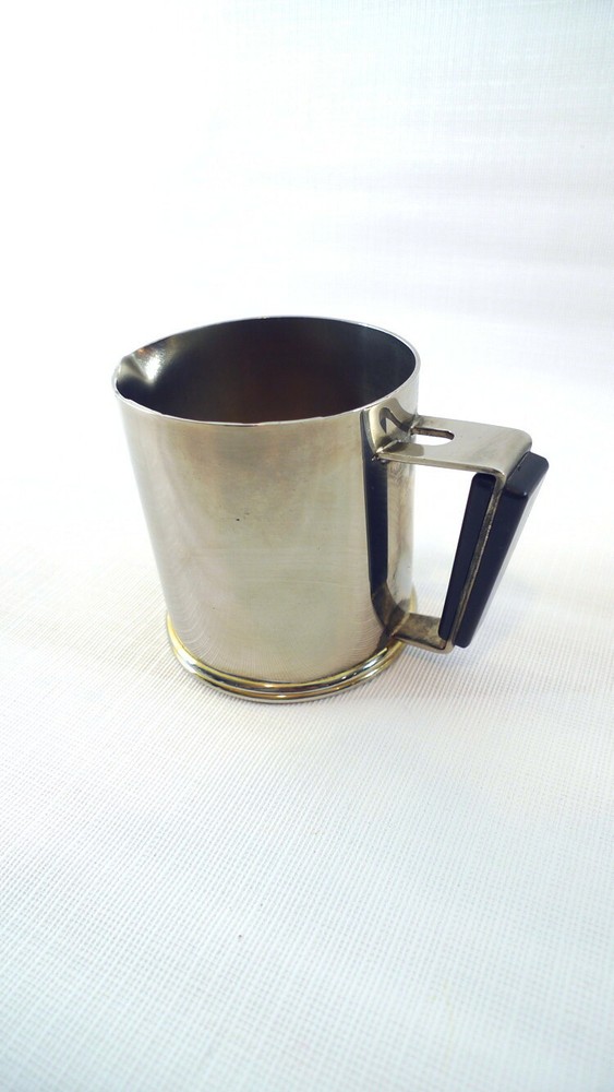 Vintage Art Deco Silverplate Creamer with Black Handle