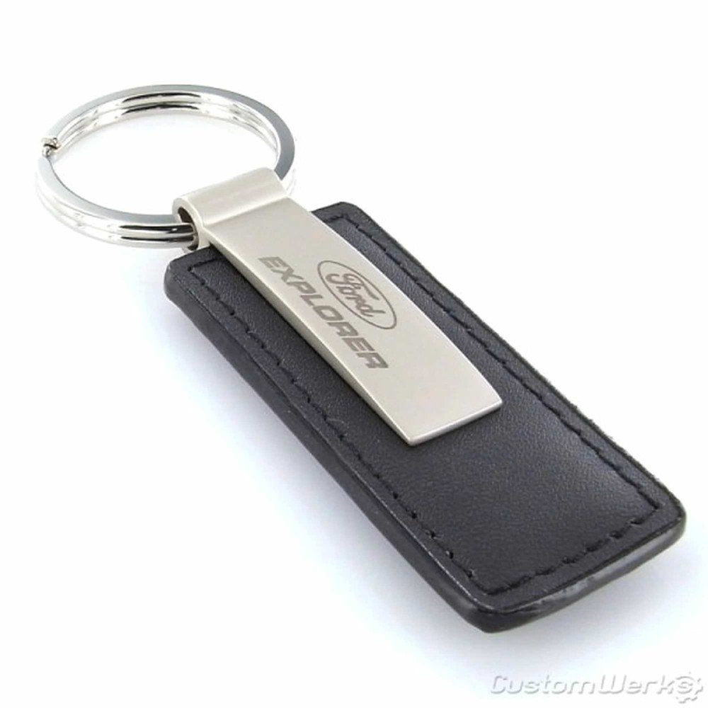 Ford Explorer Rectangular Leather Key Chain (Black)