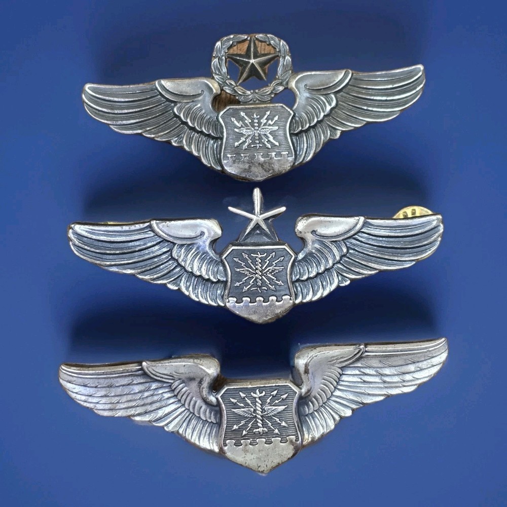 Set Of 3 Vietnam USAF Navigator/Observer 3" Wings Basic, Senior, Master/Command
