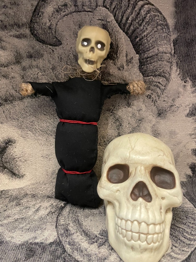 AUTHENTIC HAUNTED VOODOO BLACK DOLL DEMON -W/ PINS- 6-8 "