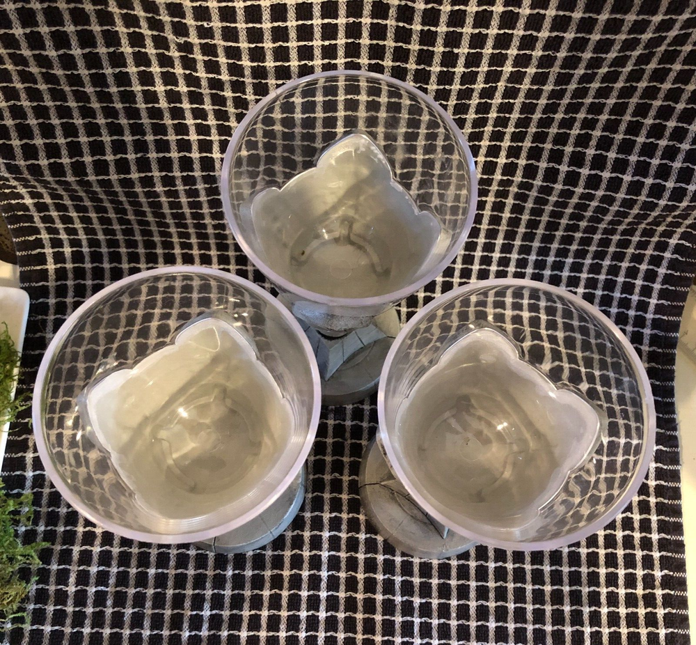 3 Scary Skeleton Plastic Halloween Goblets, Stem Glasses