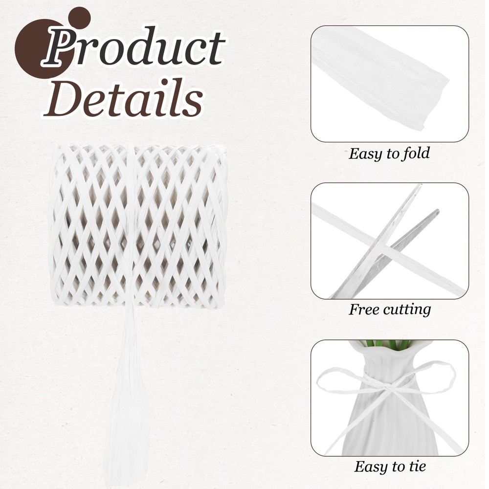 219 Yard Raffia Paper Craft Ribbon, Raffia Twine String, White