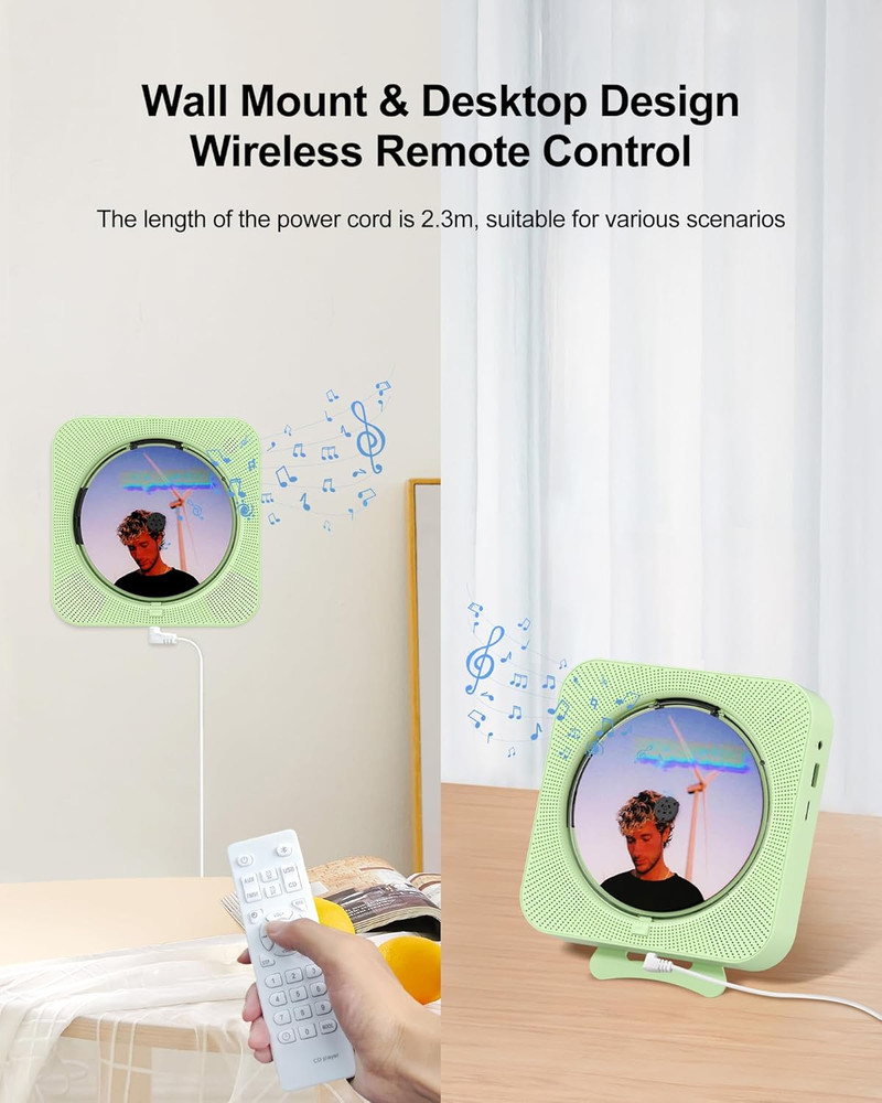 CD Player Portable Bluetooth Desktop CD Player for Home, Mini Cute CD Players fo