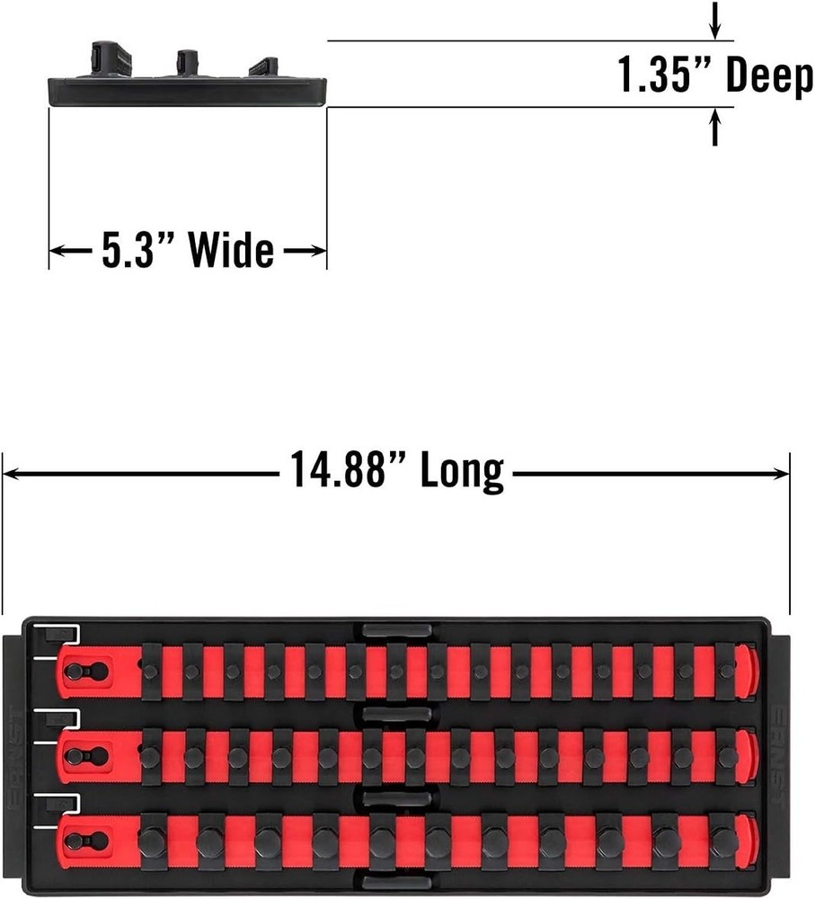 Socket Boss Twist-Lock Tray - 40 Clips, 3-Rail Organizer