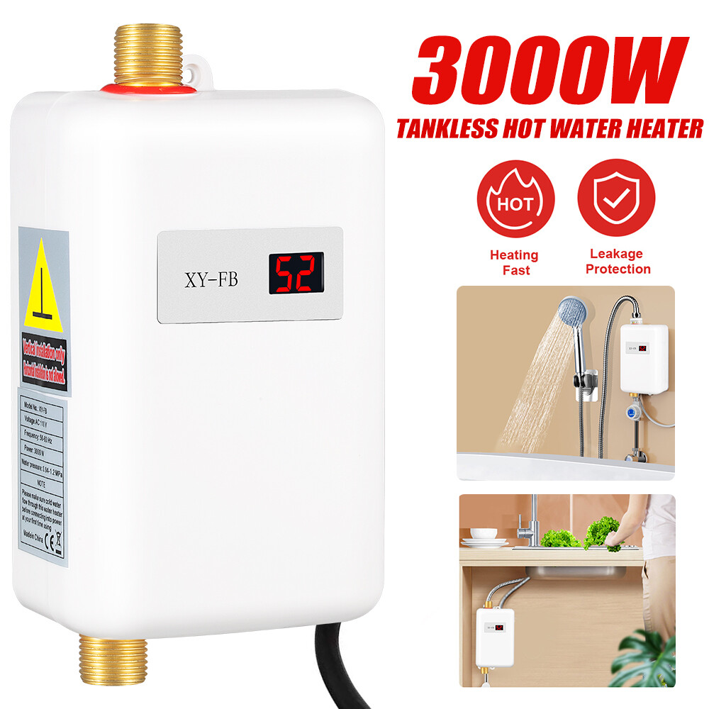 110V 3000W Electric Tankless Instant Hot Water Heater Shower Kitchen Tap Faucet