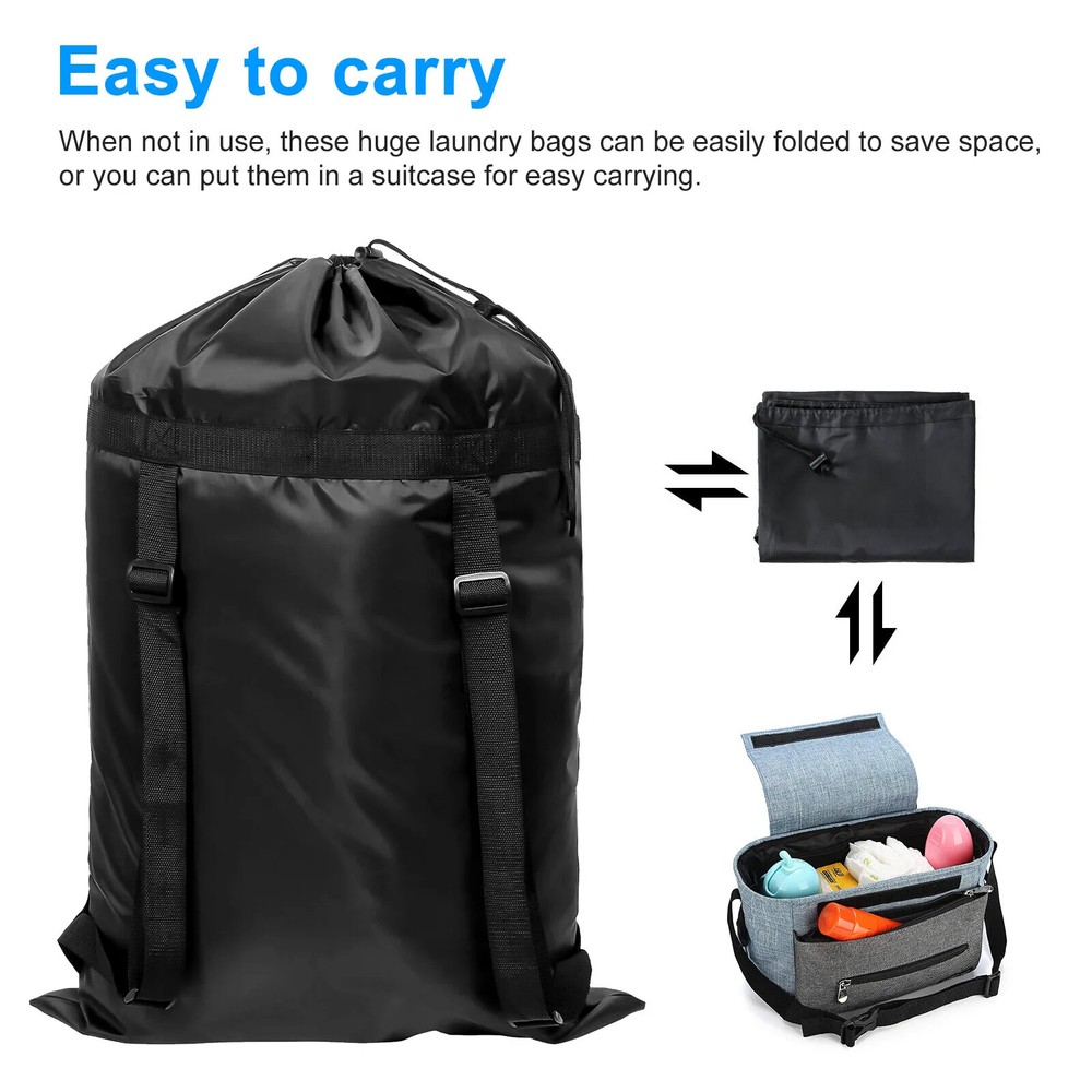Large Laundry Backpack Bag Luggage Storage Shoulder Strap Heavy Duty Drawstring