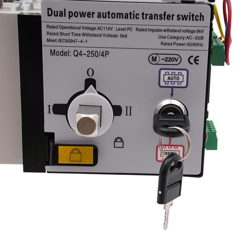 Dual Power Automatic Transfer Switch 3 Phase Circuit Breaker Changeover 4P 250A