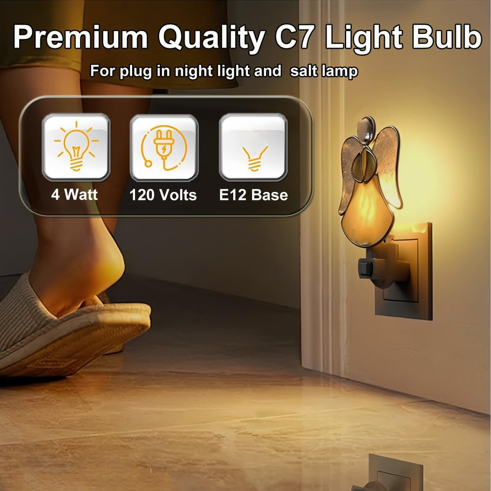 Night Light Bulbs,E12 Candelabra Base,4 Watt/C7/120V Decorative Bulb,Warm White,